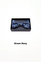 Zazzi Boyswear Zazzi Pattern Boys Boxed Bowtie & Pocket Square Navy White full front view