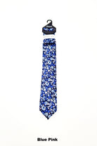 Zazzi Boyswear Zazzi Pattern Kid Boys Tie & Pocket Square Blue Pink front view
