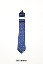 Zazzi Boyswear Zazzi Pattern Kid Boys Tie & Pocket Square Blue Pink model front view