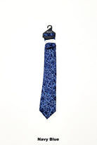 Zazzi Boyswear Zazzi Pattern Kid Boys Tie & Pocket Square Blue Pink detail view
