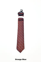 Zazzi Boyswear Zazzi Pattern Kid Boys Tie & Pocket Square Blue Pink alternate view