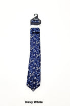 Zazzi Boyswear Zazzi Pattern Kid Boys Tie & Pocket Square Blue Pink model back view