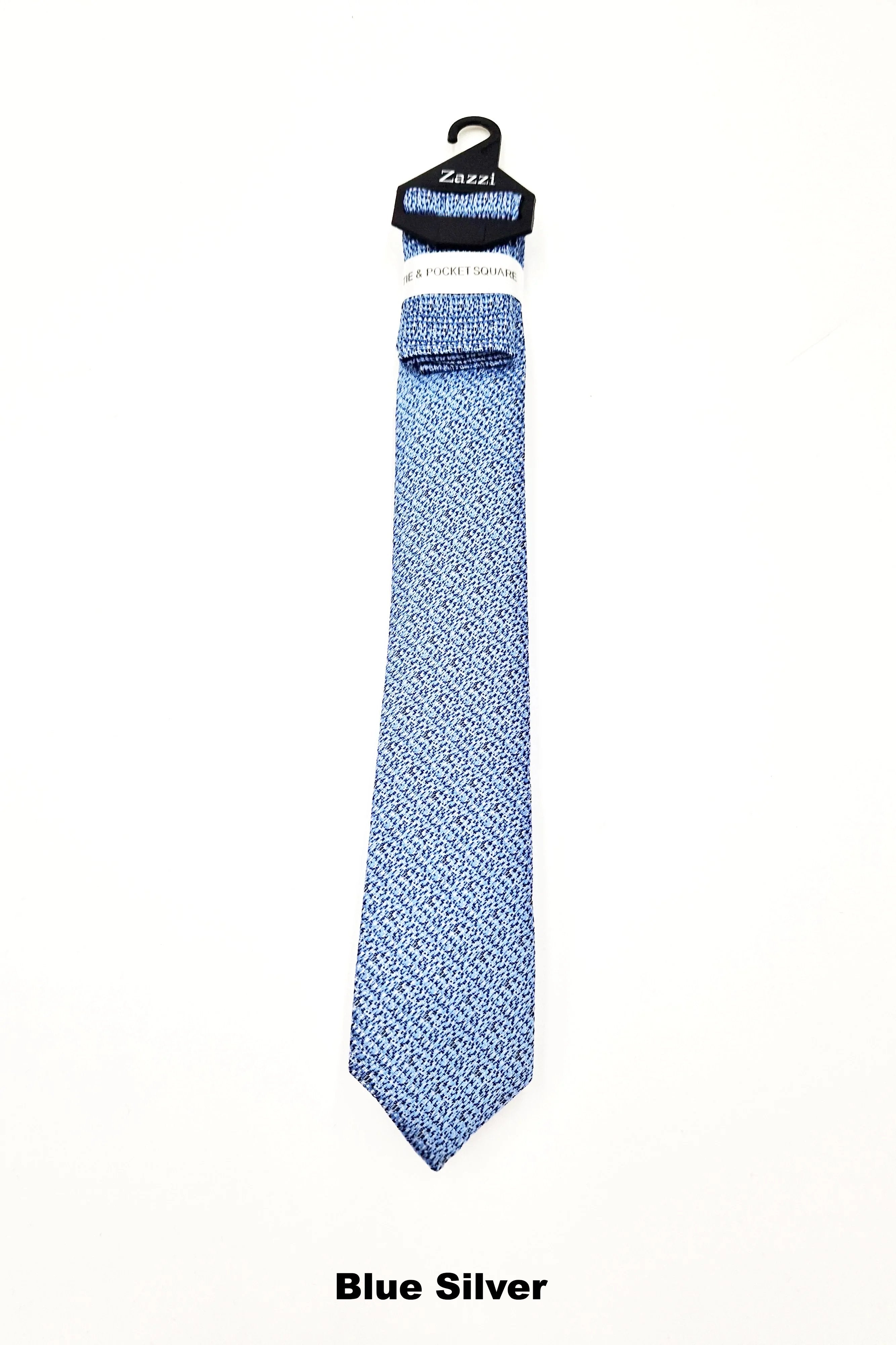 Zazzi Boyswear Zazzi Grain Kid Boys Tie & Pocket Square Teal model back view