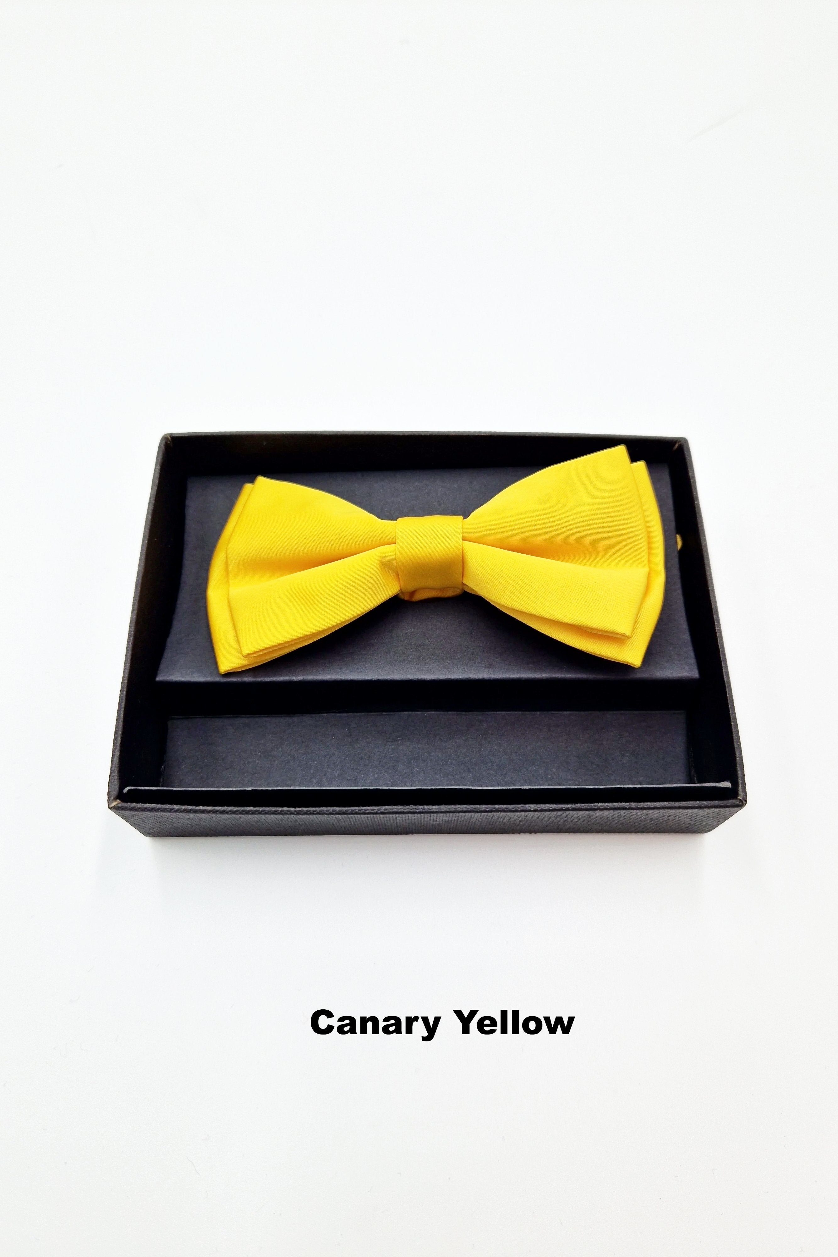 Mens Pre Tied Bow canary yellow