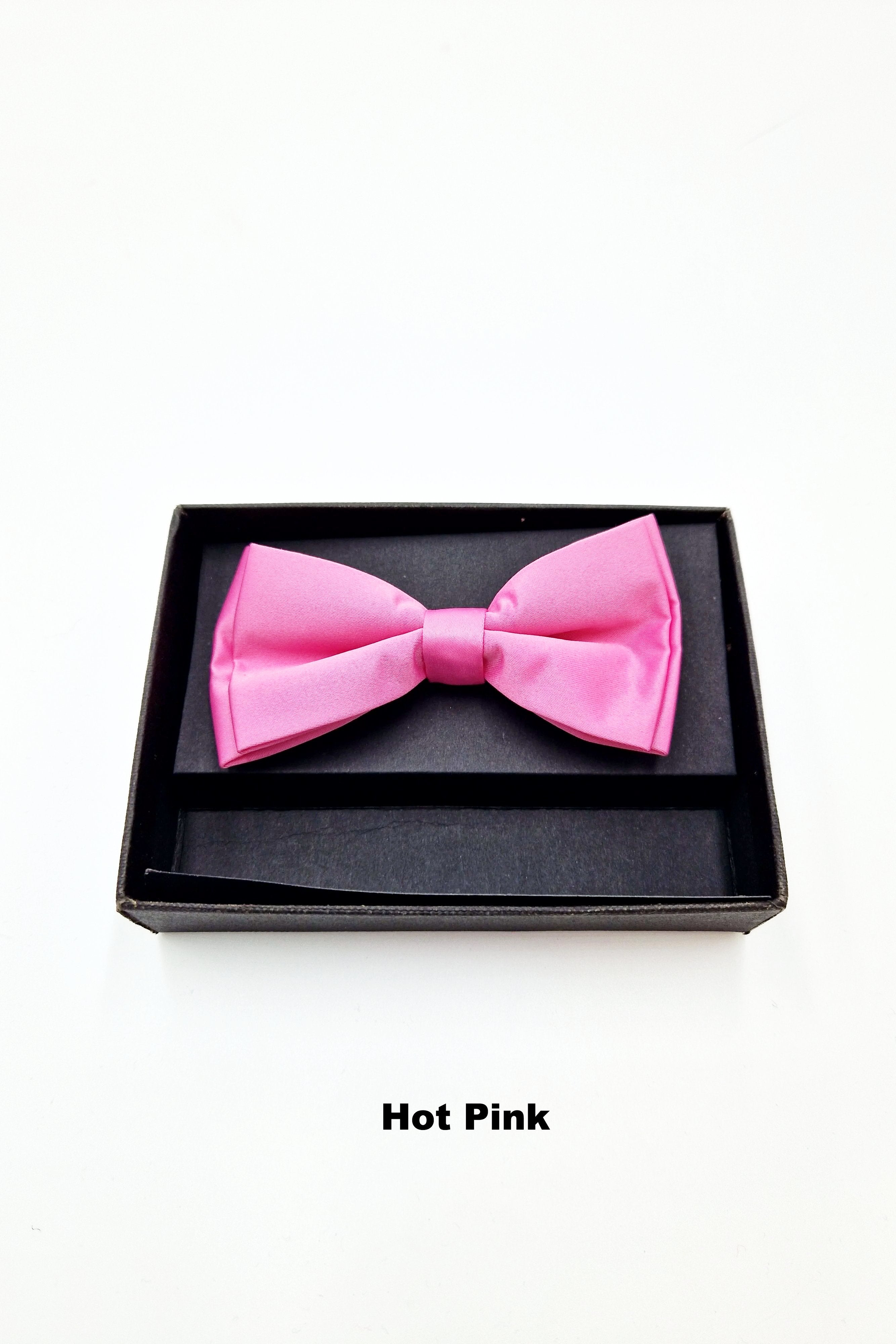 Mens Pre Tied Bow hot pink