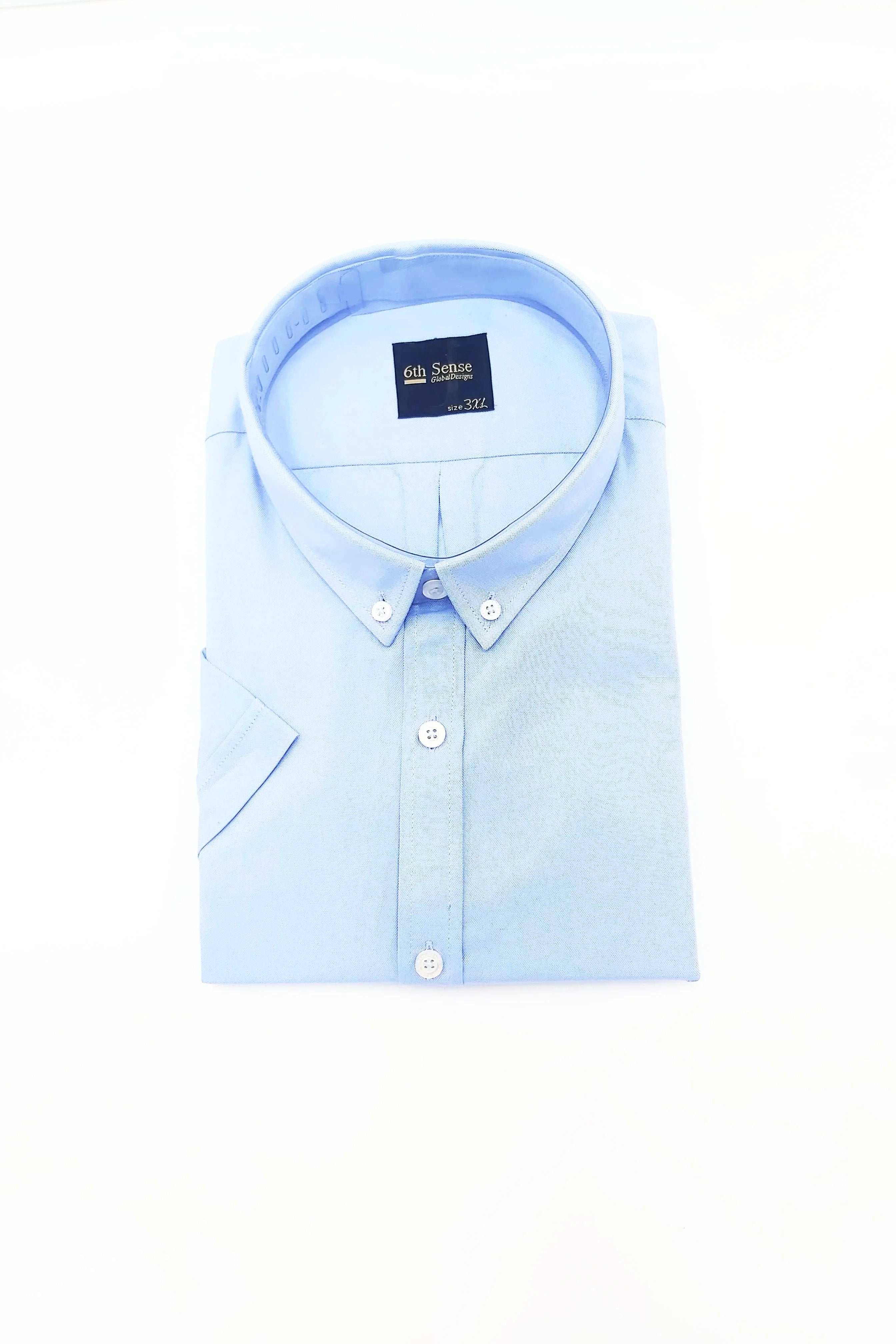 Short Sleeve Sky Blue Plain Shirt-Front View