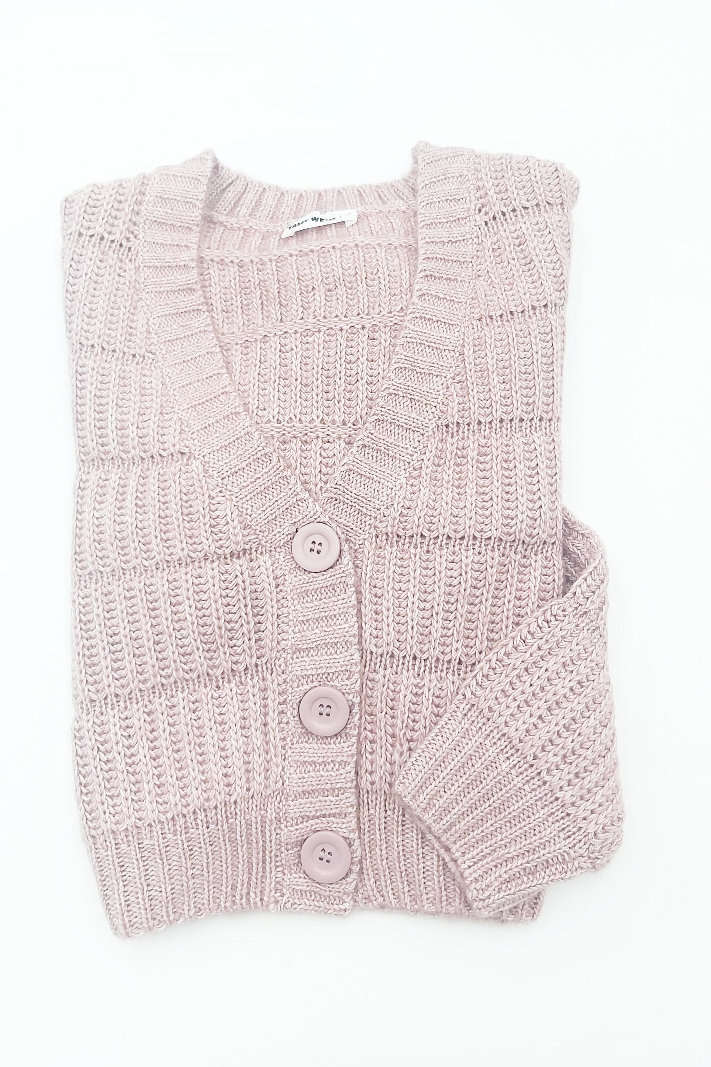 Pink Cropped Cardigan-Front View