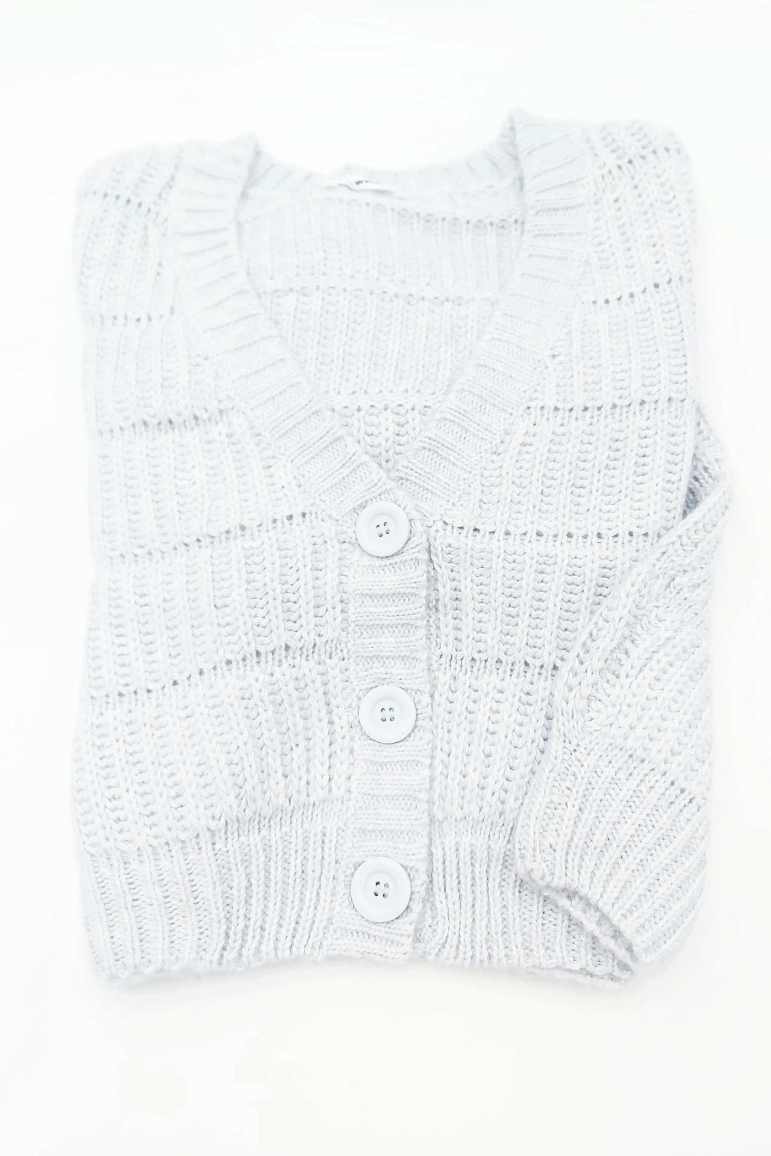 Grey Cropped Cardigan-Front View
