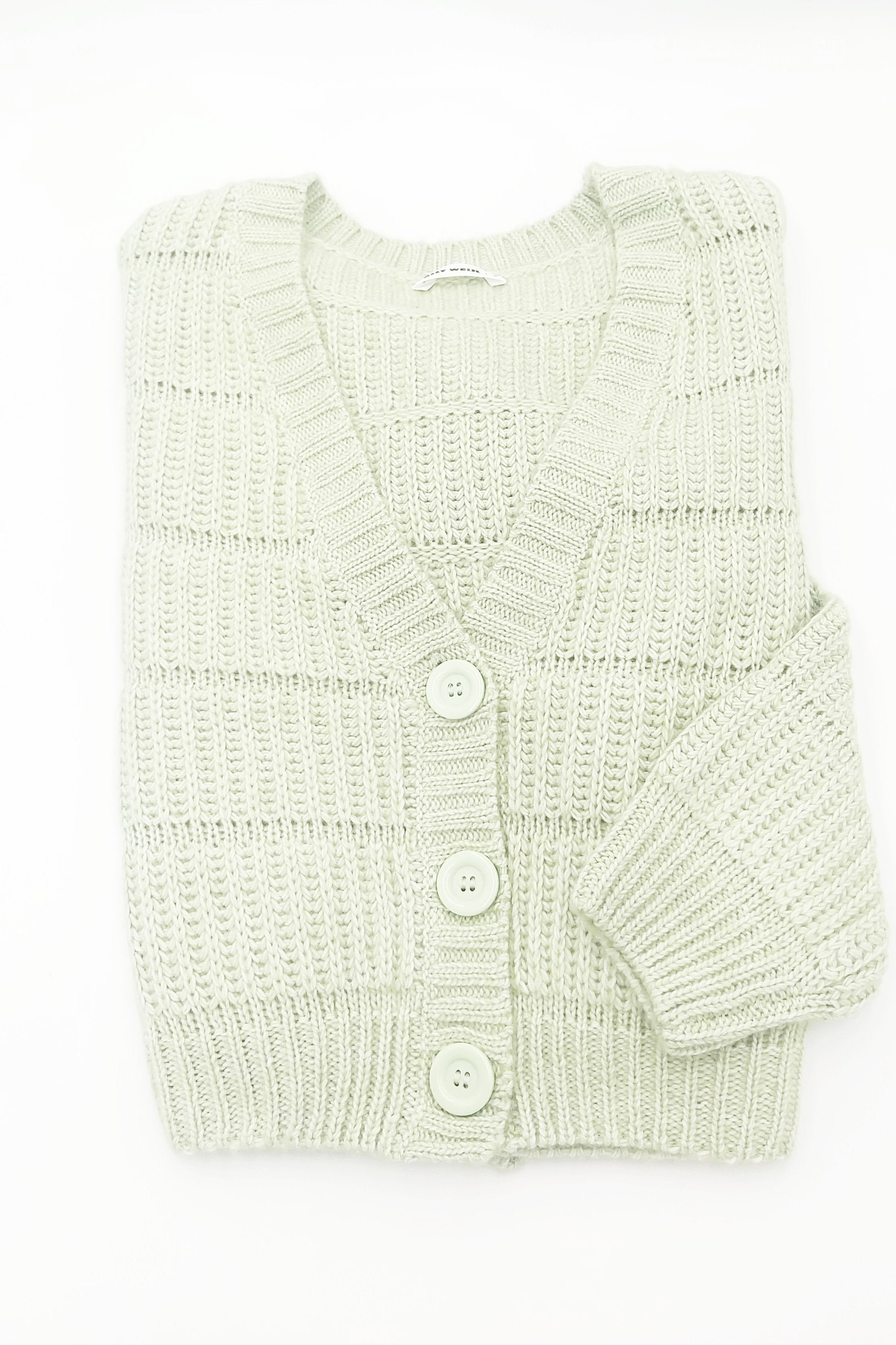 Green Cropped Cardigan-Front View