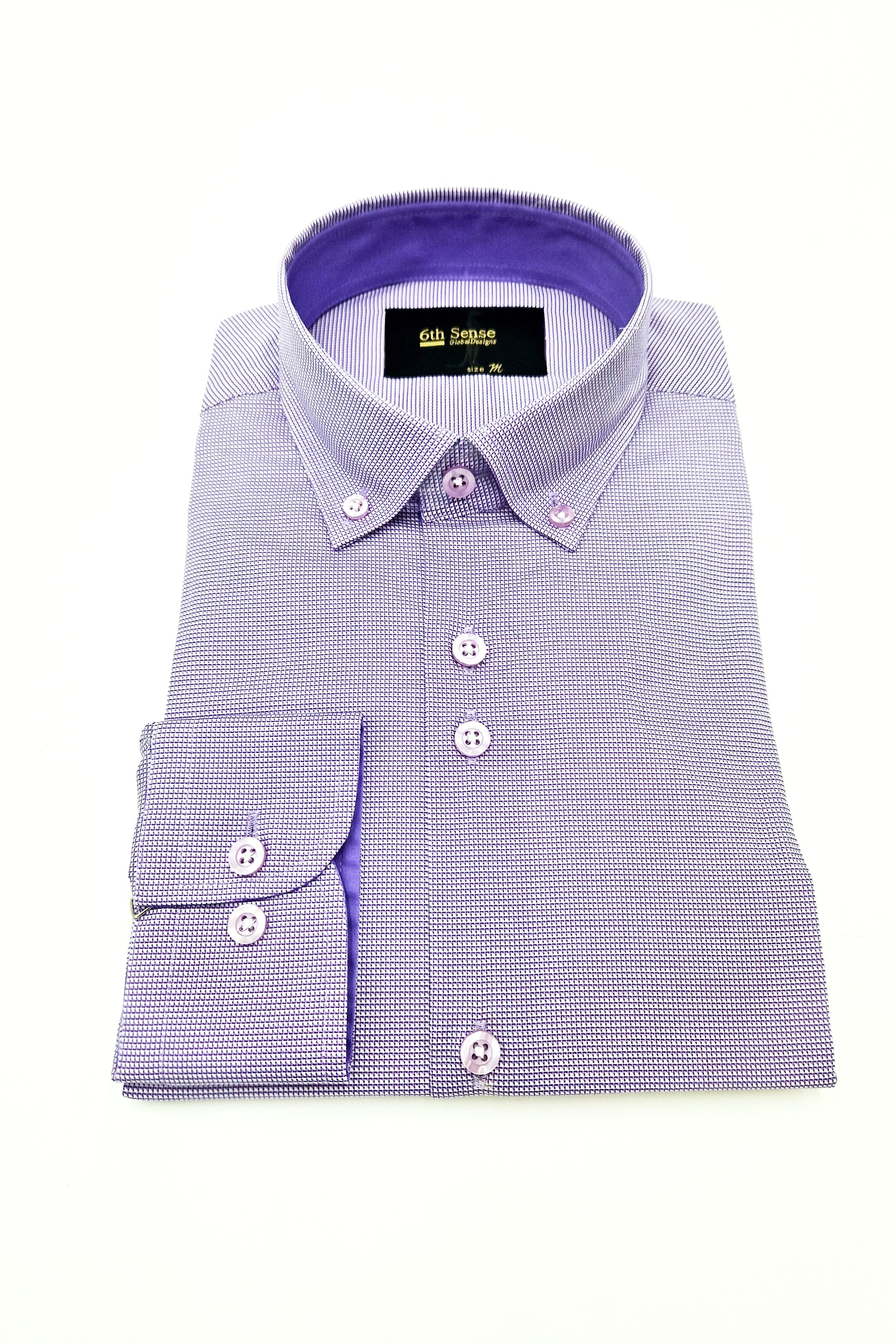 Button Down Purple Square Print Shirt
