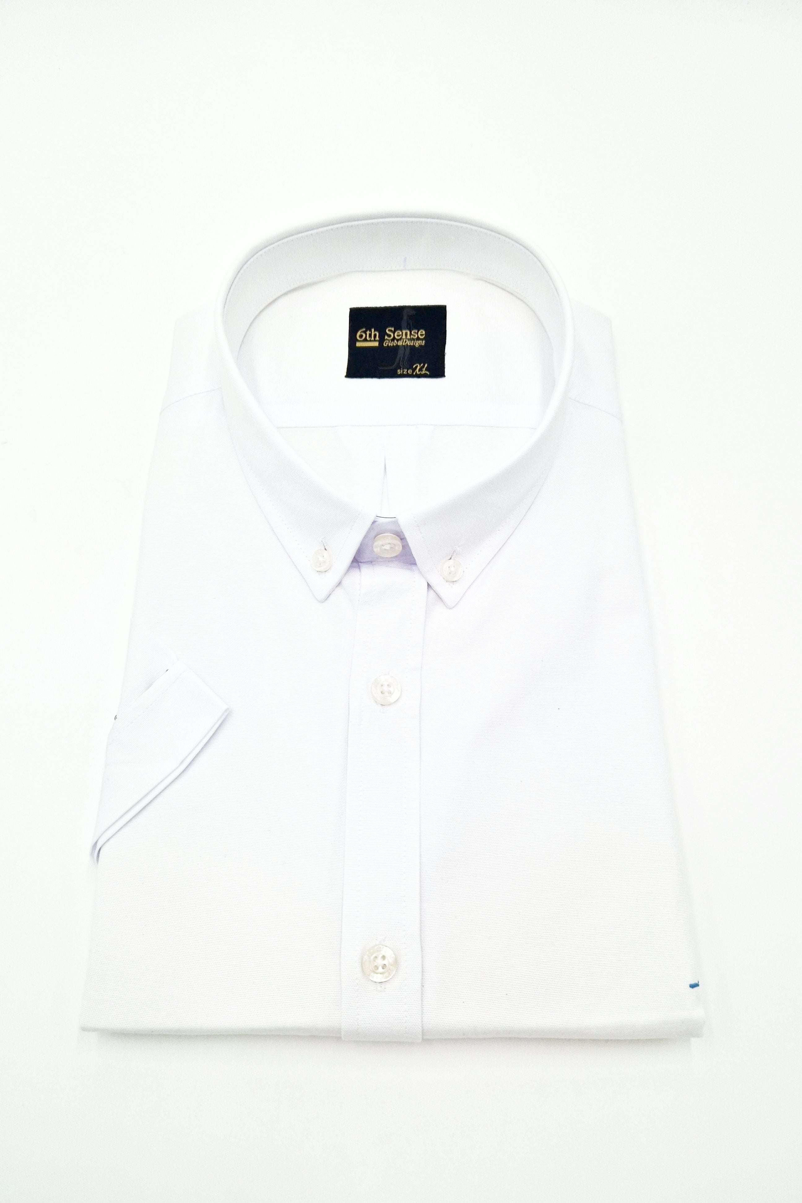 Button Down White Plain Short Sleeve Shirt