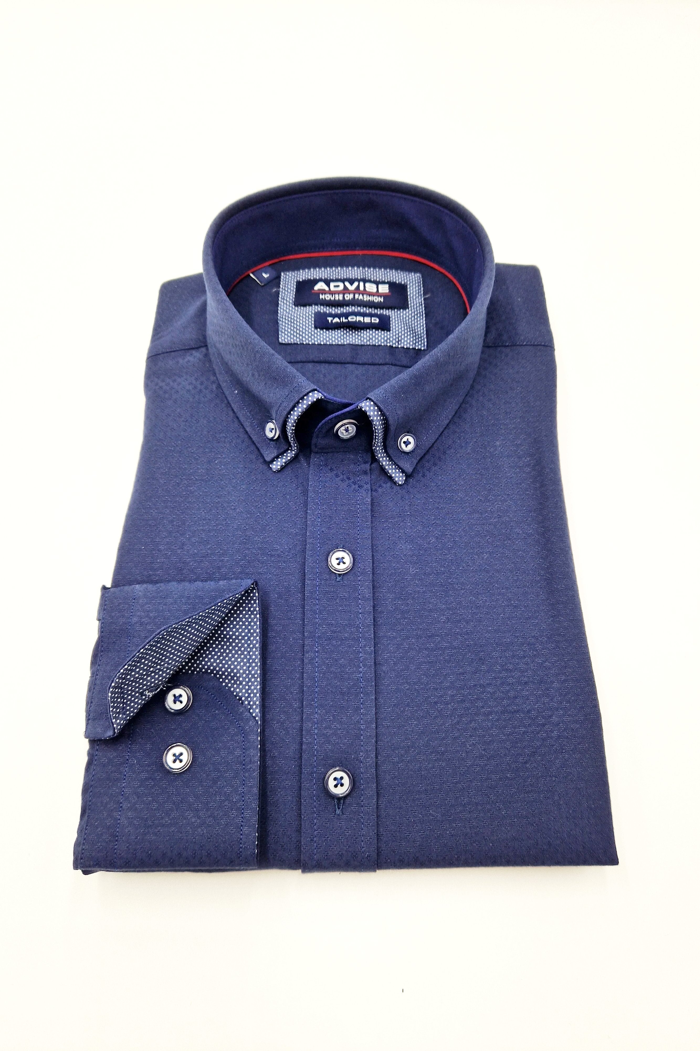 ADVISE Tailored Double Collar Navy Shirt Navy front view