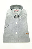 DARIO BELTRAN Zamina Short Sleeve Slim Fit Shirt Grey model front view