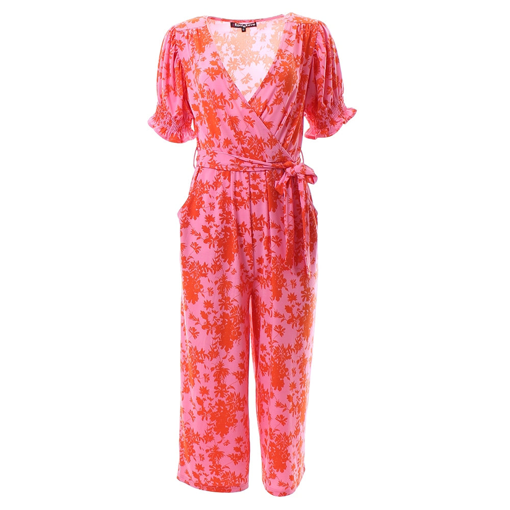 Carly Pink and Orange Jumpsuit - Front View