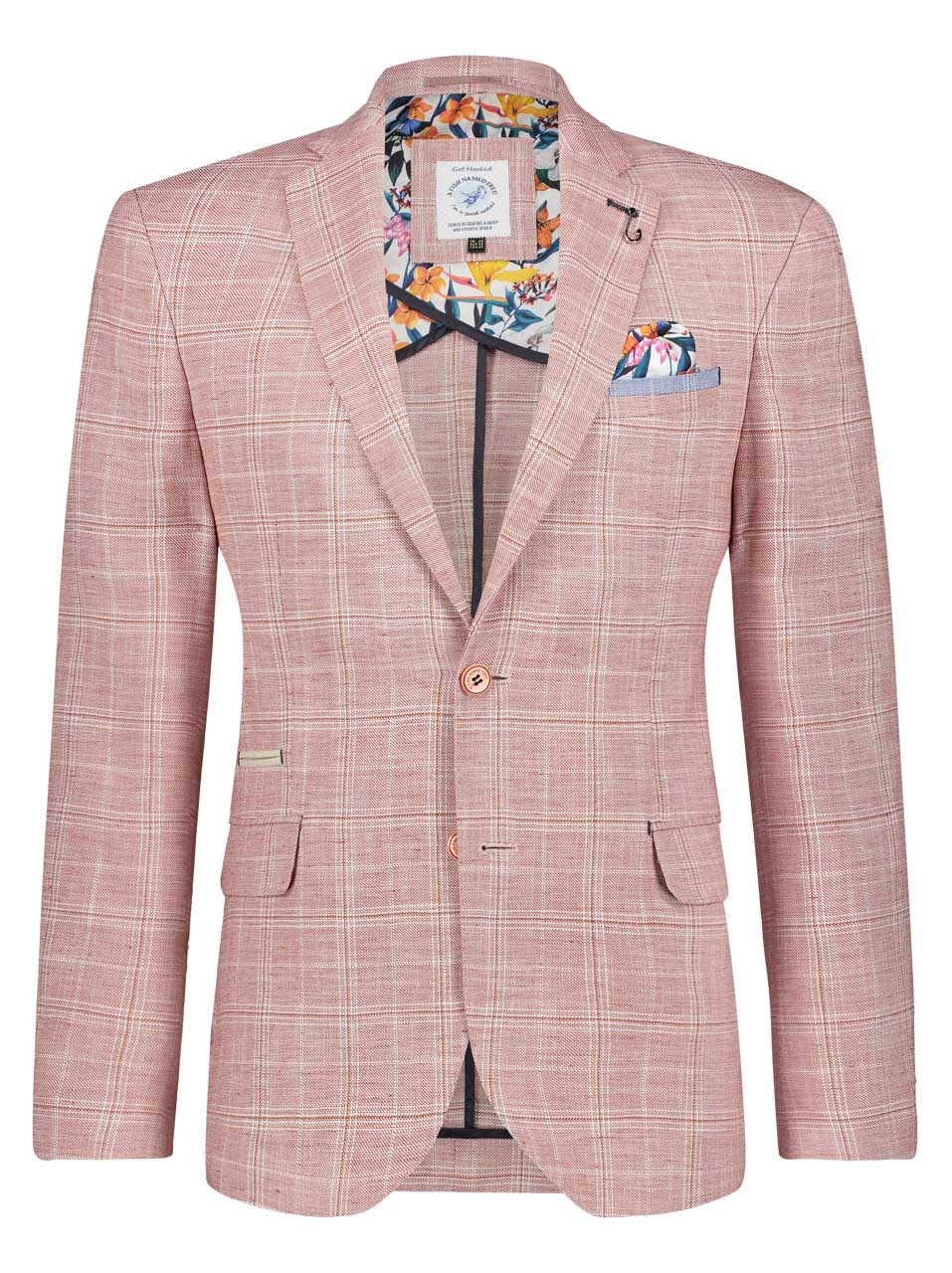 Rust Wash Linen Check Blazer