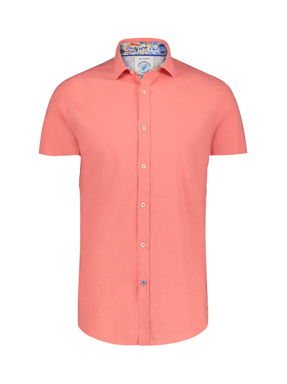 Short Sleeve Coral Linen Shirt