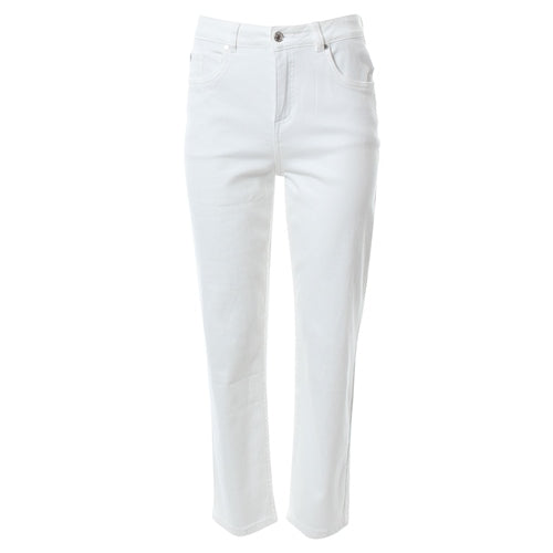 Ladies Kaitlyn Mom White Jeans-Ghost Front View