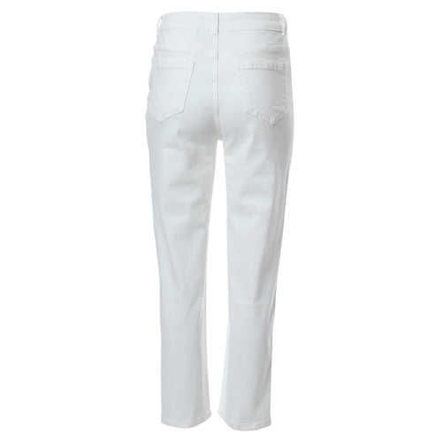 Ladies Kaitlyn Mom White Jeans-Ghost Back View