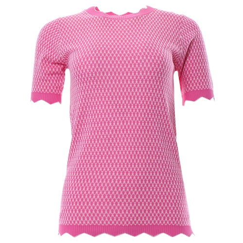 Ladies Edwina Pink Knitted Top-Ghost Front View