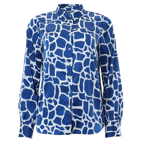 Ladies Gwen Blue Blouse-Ghost Front View