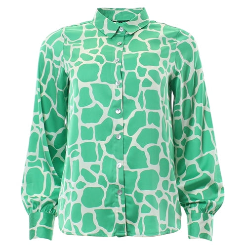 Ladies Gwen Green Blouse-Ghost Front View