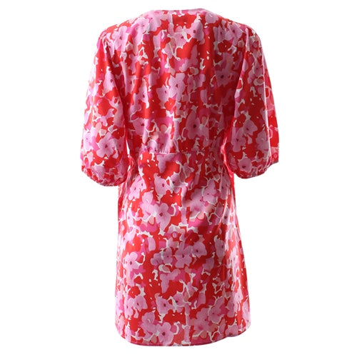 Ladies Amanda Red Wrap Dress-Ghost Back View