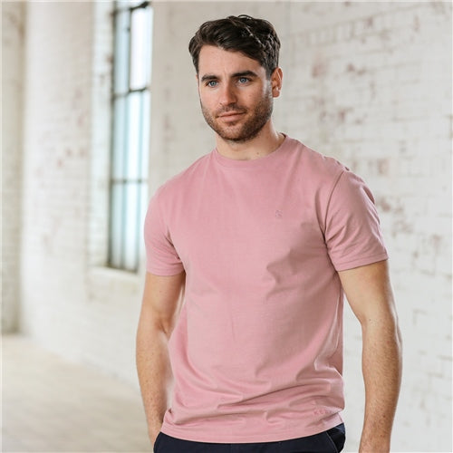 Men's Pink Finn Short Sleeve Tee-Model Front View