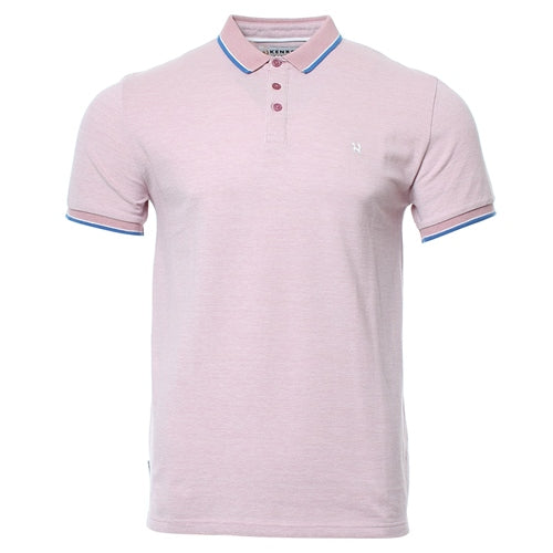 Men's Philip Short Sleeve Pink Polo Shirt-Model Ghost Front View