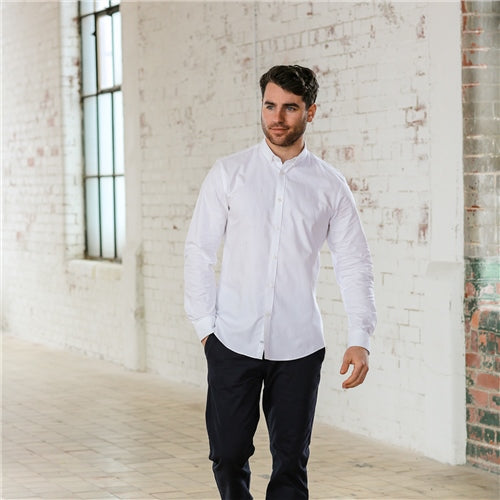 Men's Oliver Oxford White Shirt-Model Full Front View
