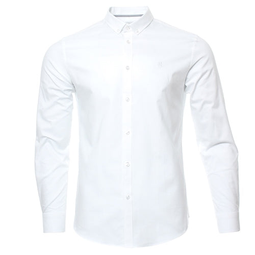 Men's Oliver Oxford White Shirt-Ghost Front View