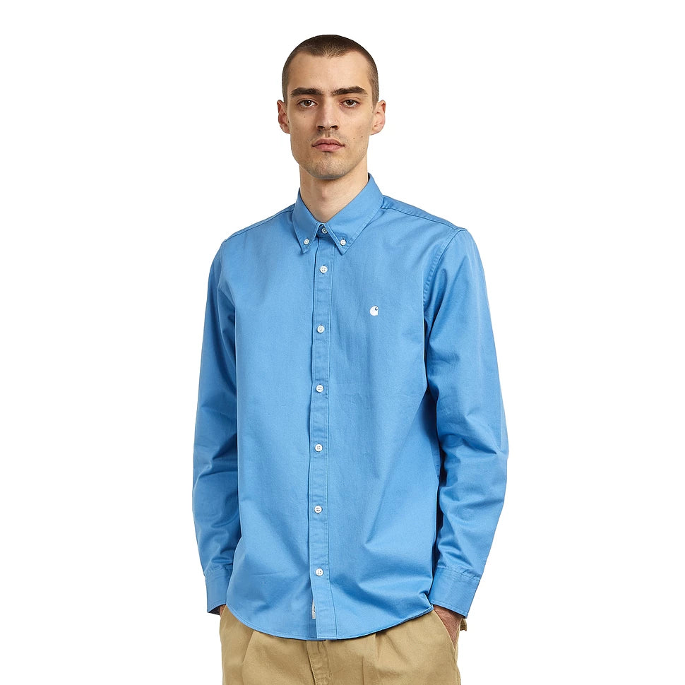 Madison Long Sleeve Shirt-Piscine / White