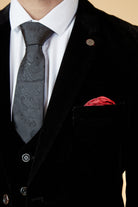 MARC DARCY Hudson Black Velvet Jacket BLACK model front view