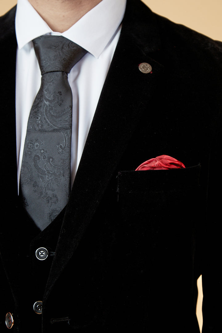 MARC DARCY Hudson Black Velvet Jacket BLACK model front view