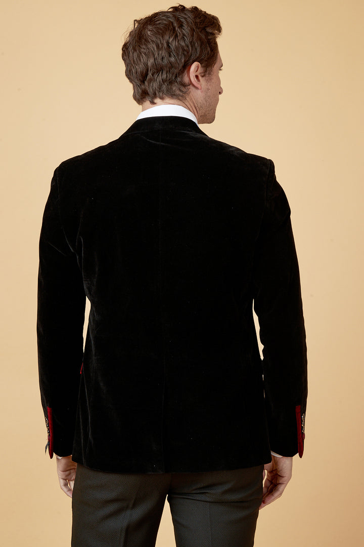 MARC DARCY Hudson Black Velvet Jacket BLACK back view