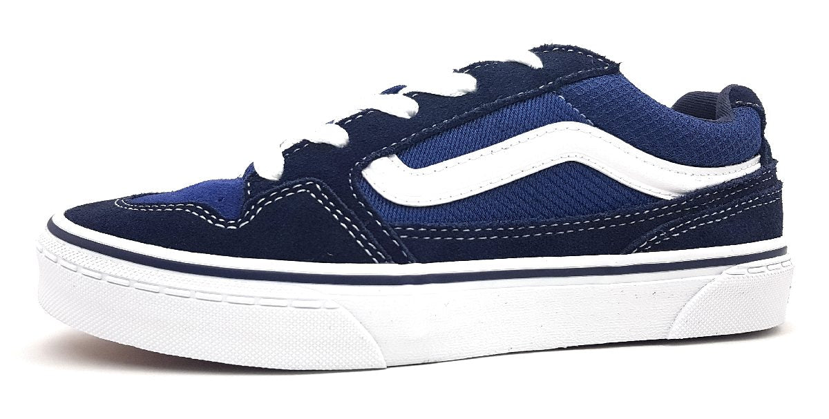 Youths Caldrone Navy Suede Mesh Trainer-Side view