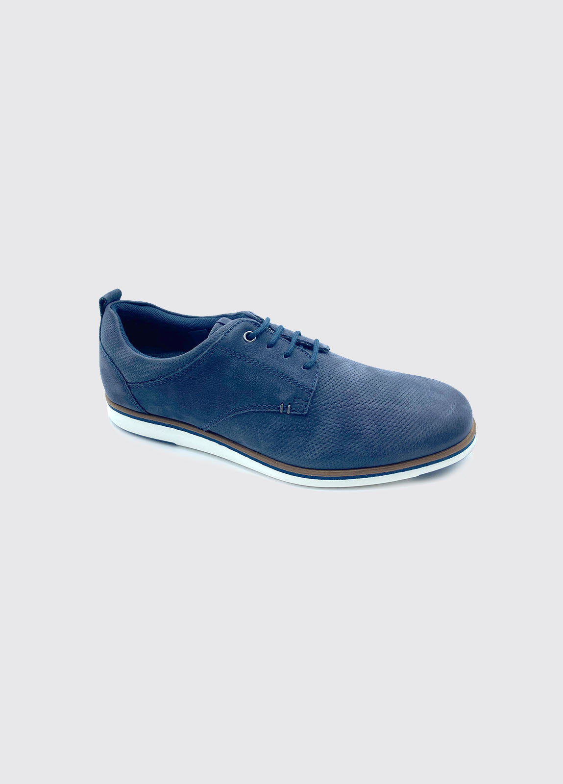 Stafford Navy Mens Leather Shoe- Side view