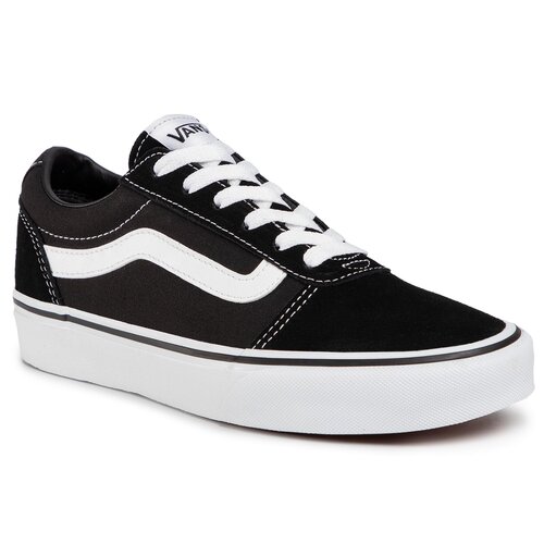 Vans Womens Womens Ward Suede Canvas Black/White Trainer Black/White side view
