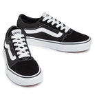 Vans Womens Womens Ward Suede Canvas Black/White Trainer Black/White back view