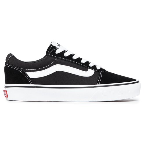 Vans Womens Womens Ward Suede Canvas Black/White Trainer Black/White model front view