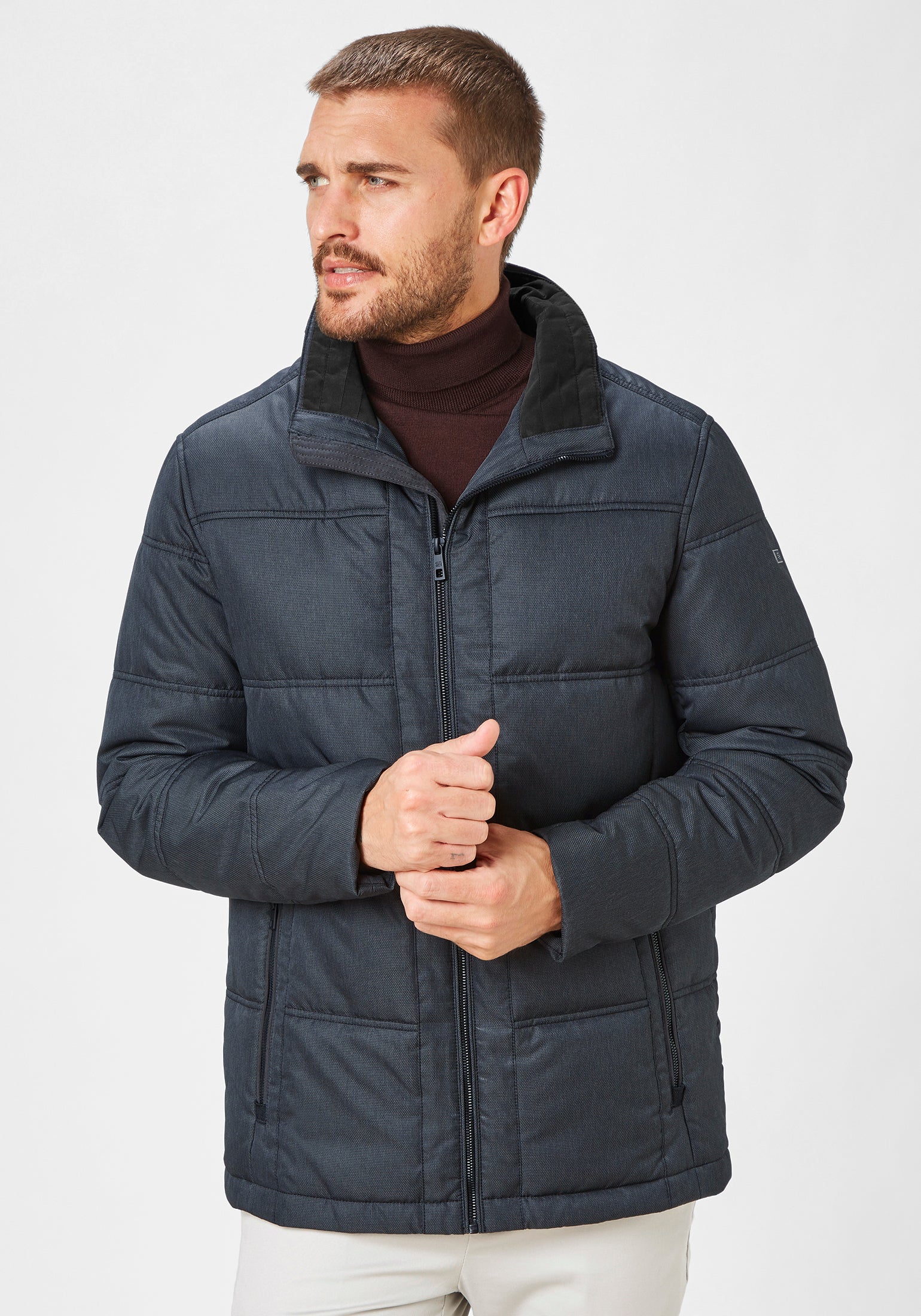 S4 Glasgow Navy Men's Jacket-Close up view