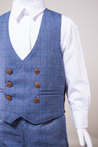 Second front view of boys sky 3 piece suit