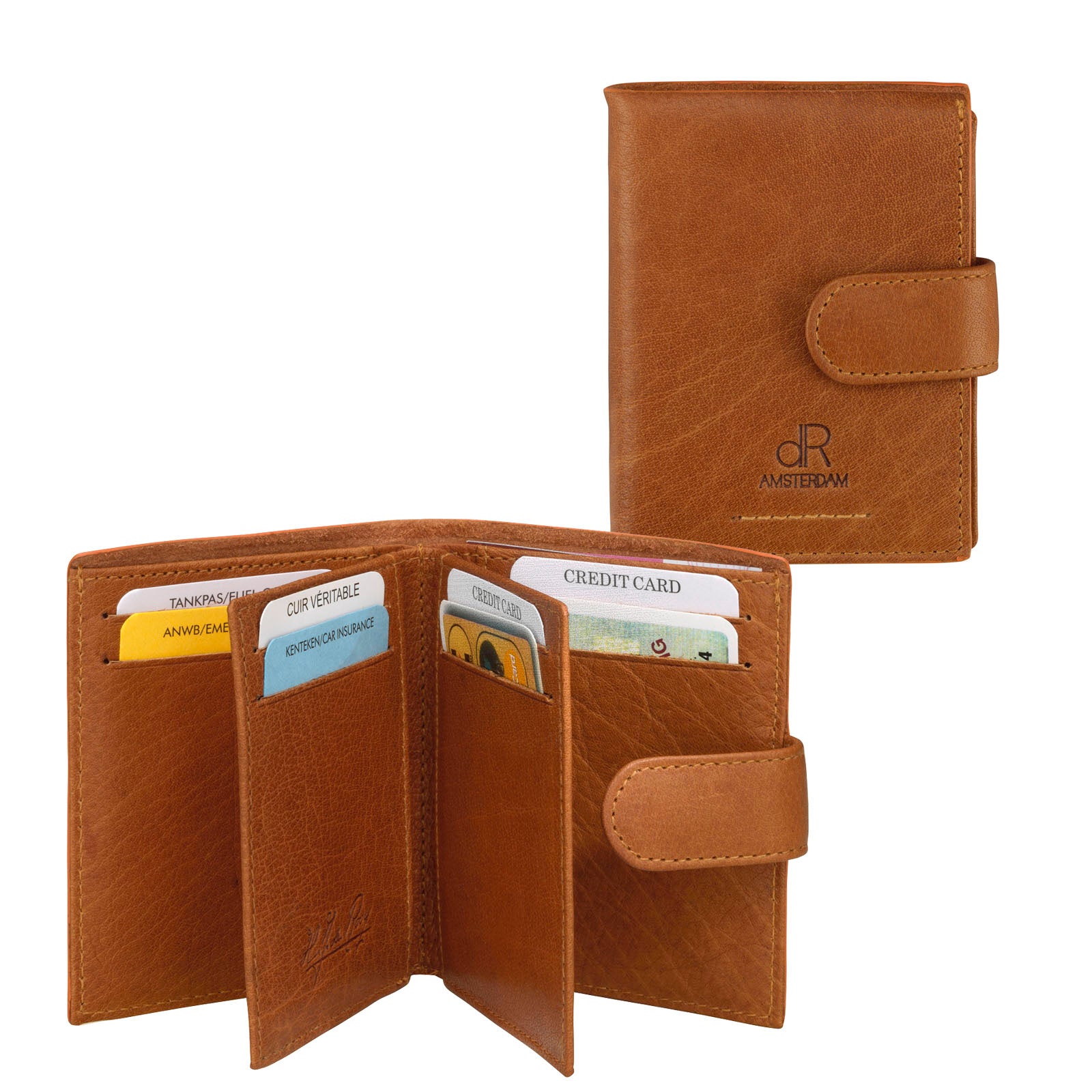 de ROOY Amsterdam Credit Card Holder Wallet CAMEL front view