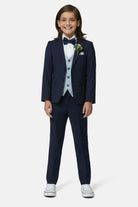 Benetti Boyswear Boys Andrew Sky Check Waistcoat Sky detail view