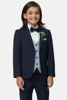 Benetti Boyswear Boys Andrew Sky Check Waistcoat Sky front view