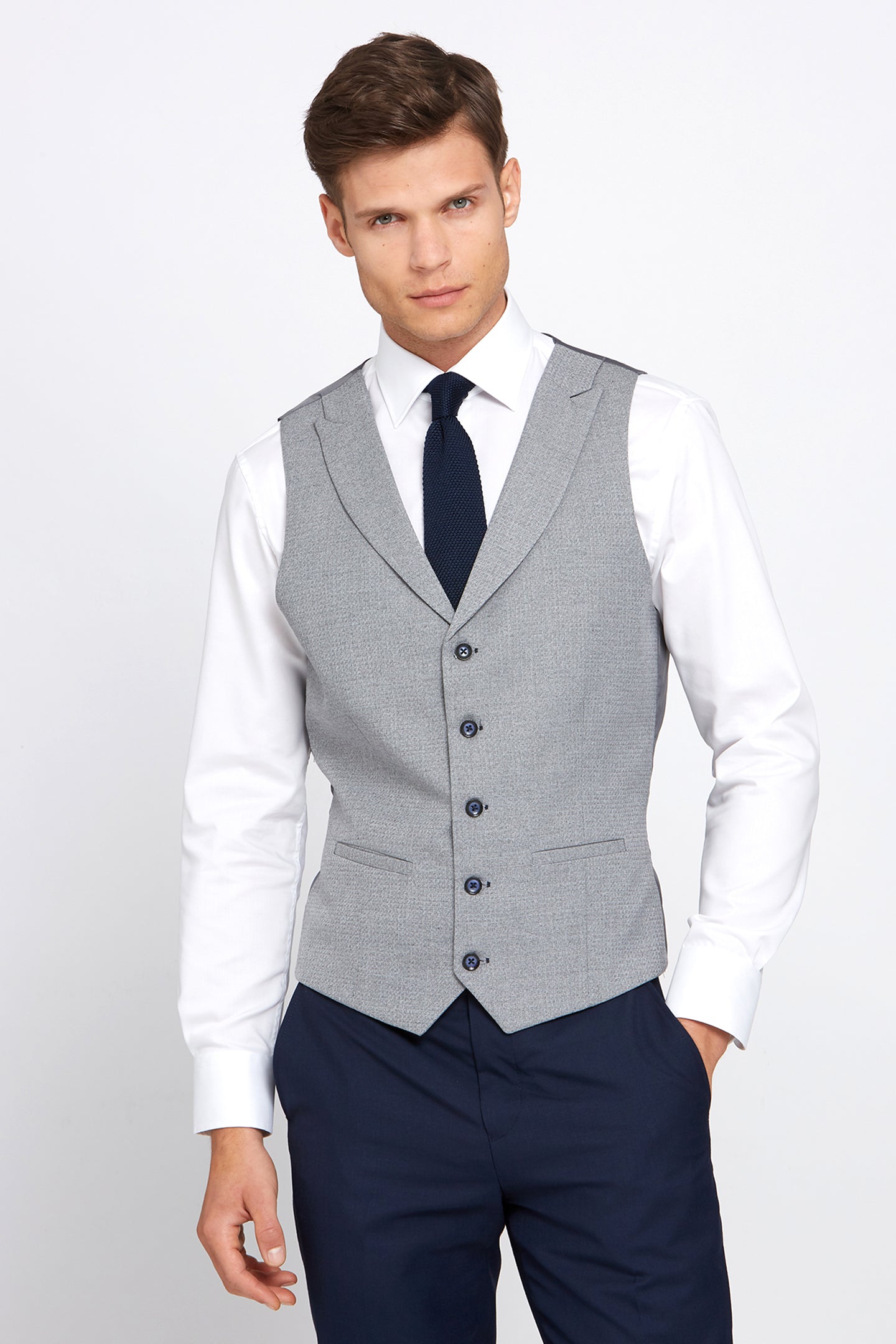 Anthony Tailored Fit Grey Waistcoat - Spirit Clothing