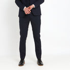 TRAVIS BENETTI Antoine Navy Slim Fit Trousers NAVY front view