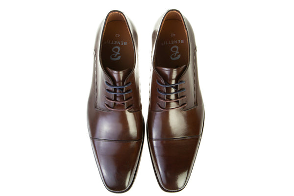 Arthur Brown/Chestnut Leather Shoe by Benetti - Spirit Clothing