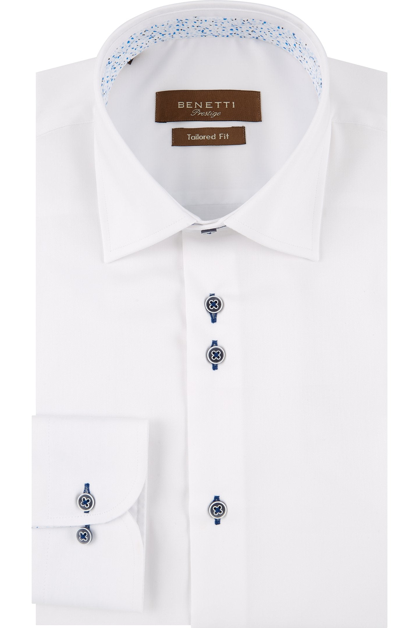 BENETTI Atlanta Formal Luxury Tapered Shirt WHITE front view