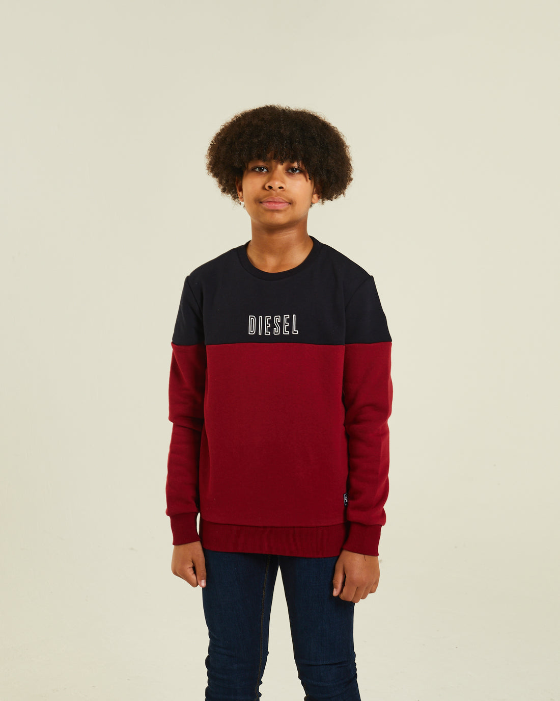 Boy's Barney Red / Navy Sweater-Front View