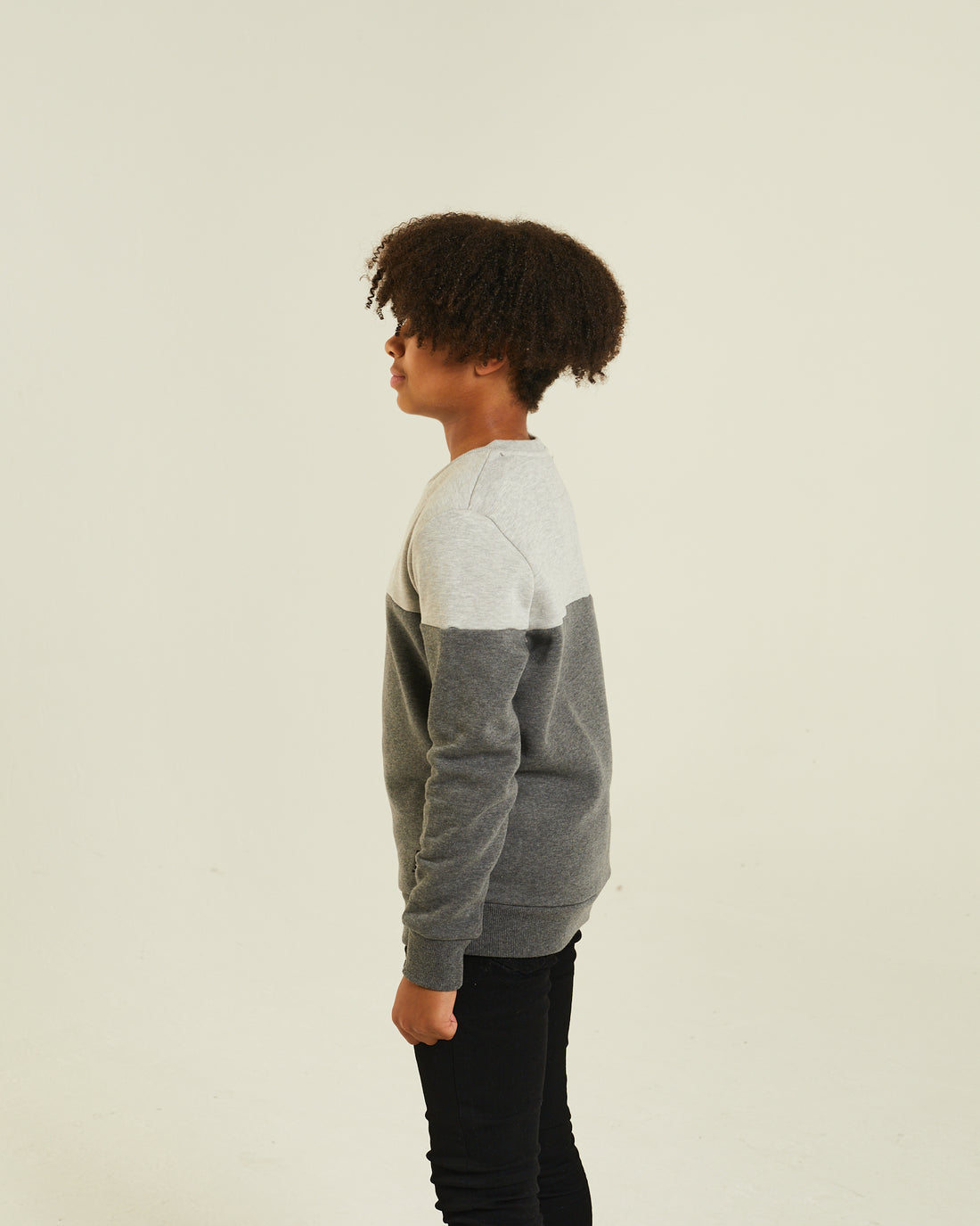 Boy's Barney Grey Melange Sweater-Side View